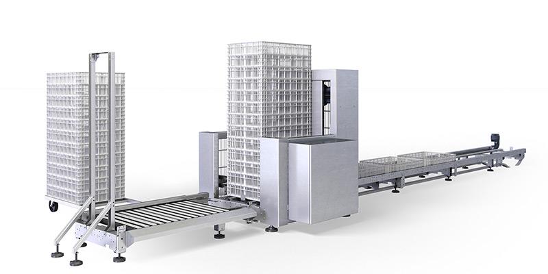 Hatcher basket stacker